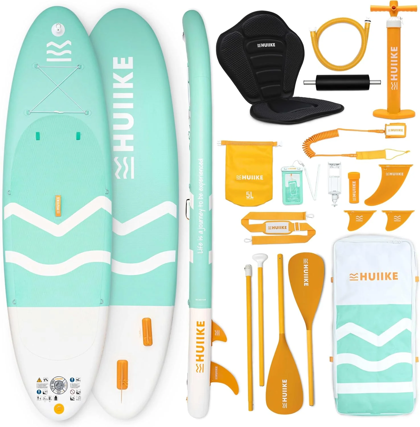 HUIIKE Tabla Paddle Surf Hinchable con Accesorios Incluidos, Remo, Quillas, Inflador. Stand Up Paddle Board Gran Estabilidad y Resistencia. 305 x 84 x 15 cm, Soporta hasta 130 kg