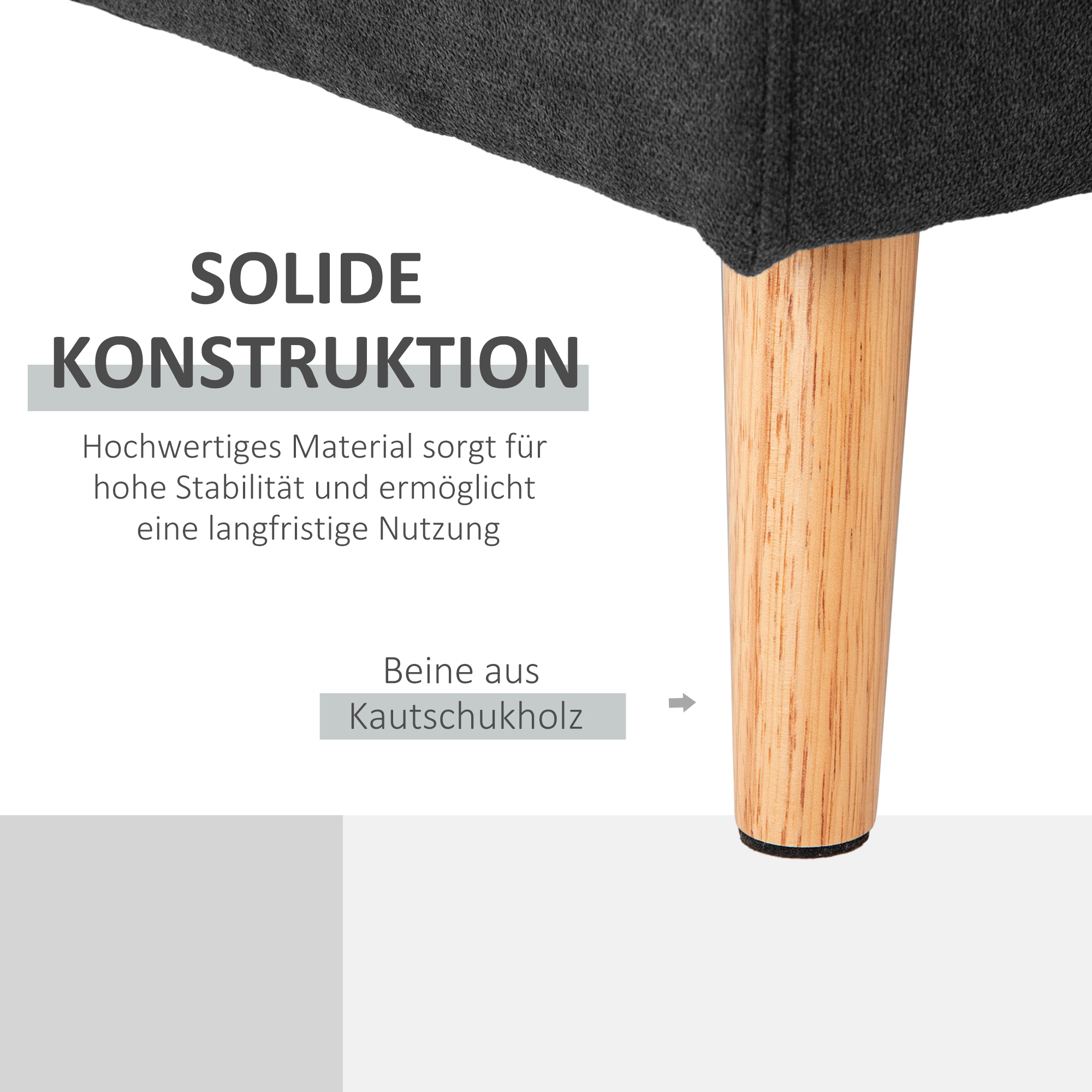 3-zits hoekbank, linnenlook, omkeerbare chaise longue, 193x136x85 cm, zwart