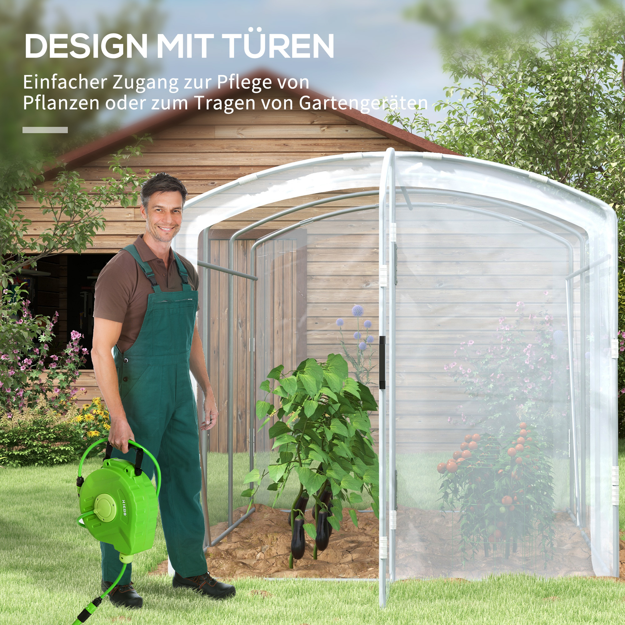 Tunnelkas, loopbaar, transparante folie, verzinkt stalen frame, 3 x 2 x 2m