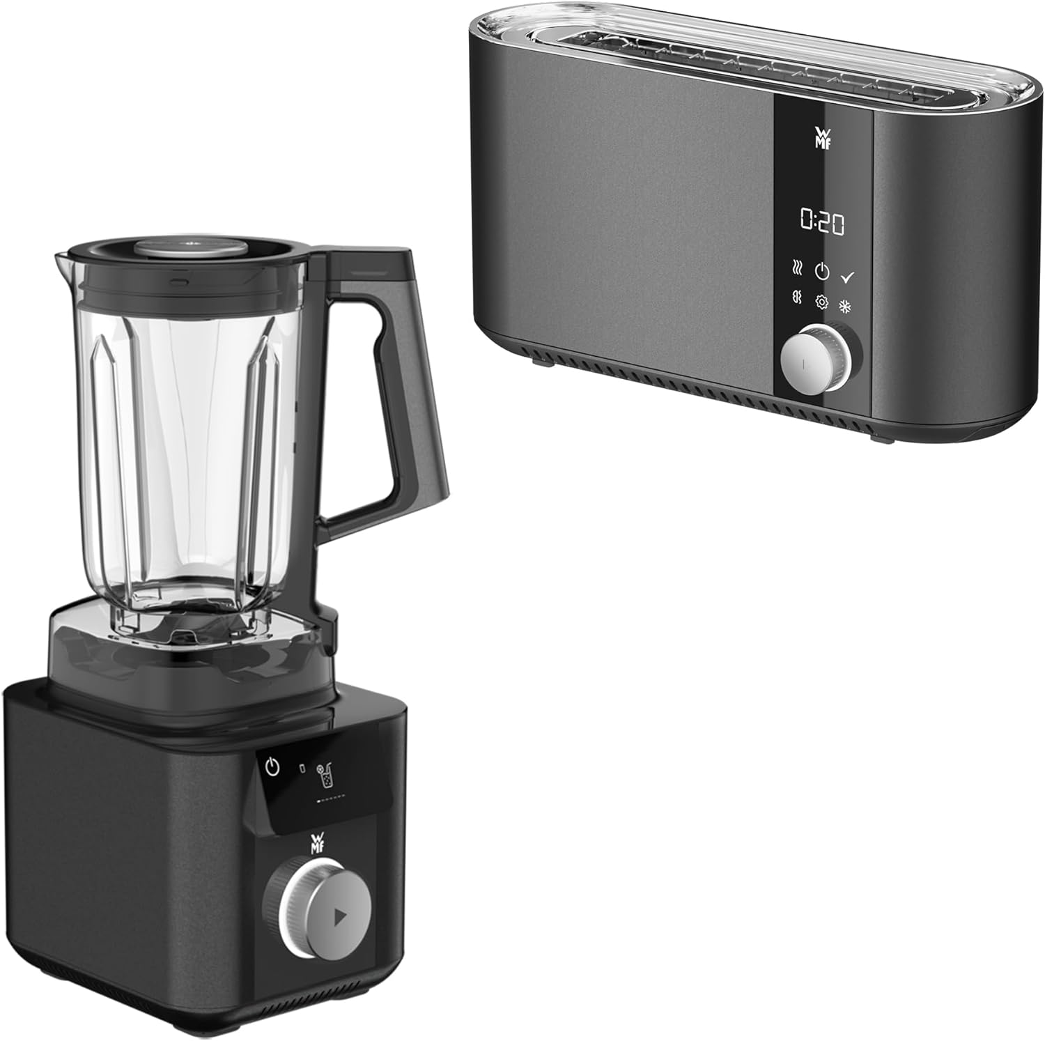 WMF Master Toaster Langschlitz motorisiert, Toaster 2 Scheiben, XXL-Toast, automatische Brotzentrierung, Check-Up Funktion, 980 W Toaster, Touch Bedienfeld, LED-Lichtleiste, Toster edelstahl matt