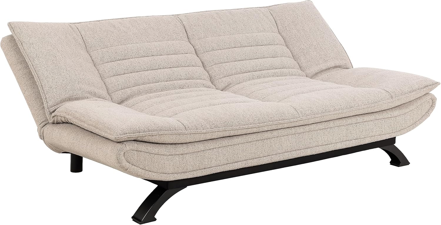 AC Design Furniture Jasper Schlafsofa in Beige, mit 3 Liegepositionen, Moderner 3-Sitzer ohne Armlehne, Gepolstertes Sofa mit Bouclé-Bezug und Schwarzen Beinen, B: 196 x H: 91 x T: 98 cm