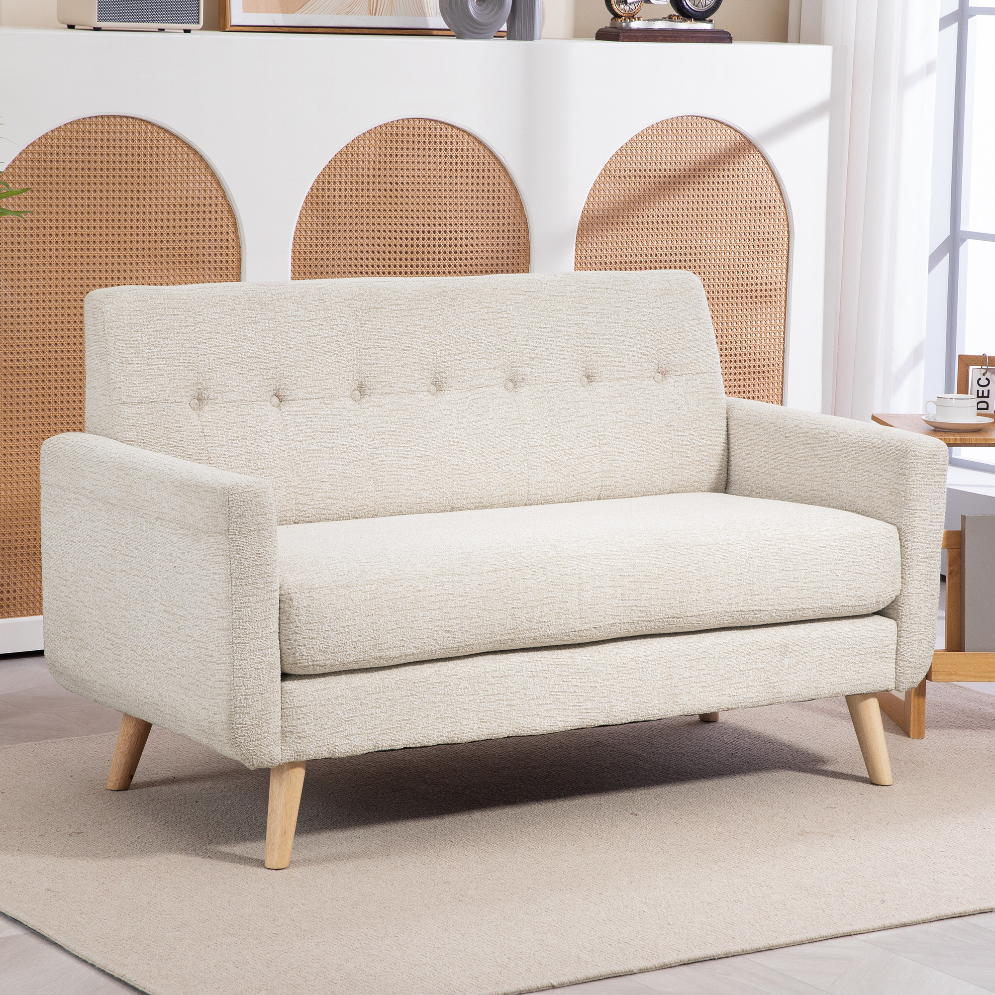 Tweezitsbank, comfortabel, 134x71x82 cm, Beige