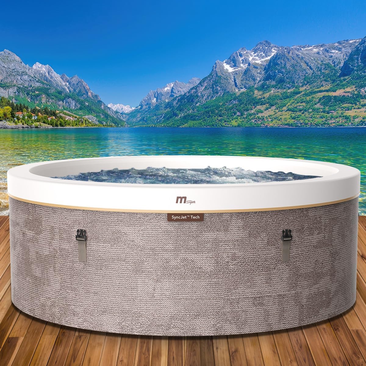 BRAST Whirlpool MSpa | 4-8 Personen | viele Modelle rund und eckig | Ø 125-224cm | In- Outdoor Pool | bis zu 144 Massagedüsen | inkl. Aufblasfunktion Abdeckung Timer Heizung | Cocoon
