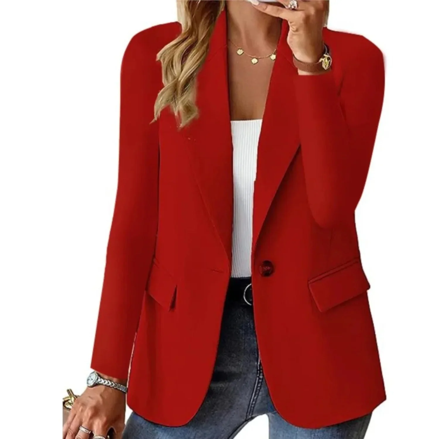 Damen Blazer Tailliert | Bequemer Stretch Blazer f��r Business und Freizeit | Modernes Sakko Figurbetont & Vielseitig