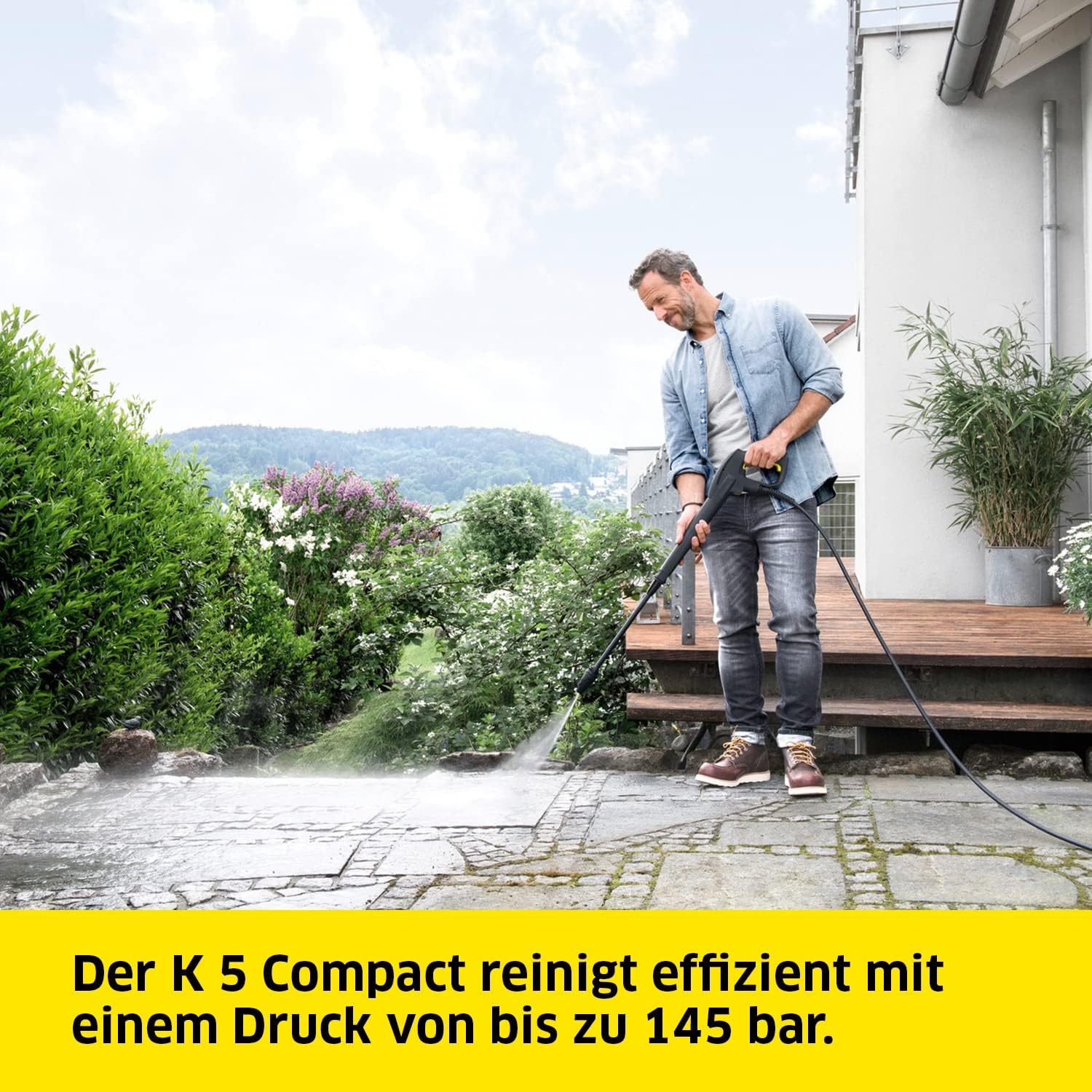 Krcher Hochdruckreiniger K 5 Compact, Druck: max. 145 bar, Durchfluss: max. 500 l/h, Flchenleistung: 40 m/h, Wasserfilter, Gewicht: 12 kg, Hochdruckschlauch und -pistole, Dreckfrser, Strahlrohr