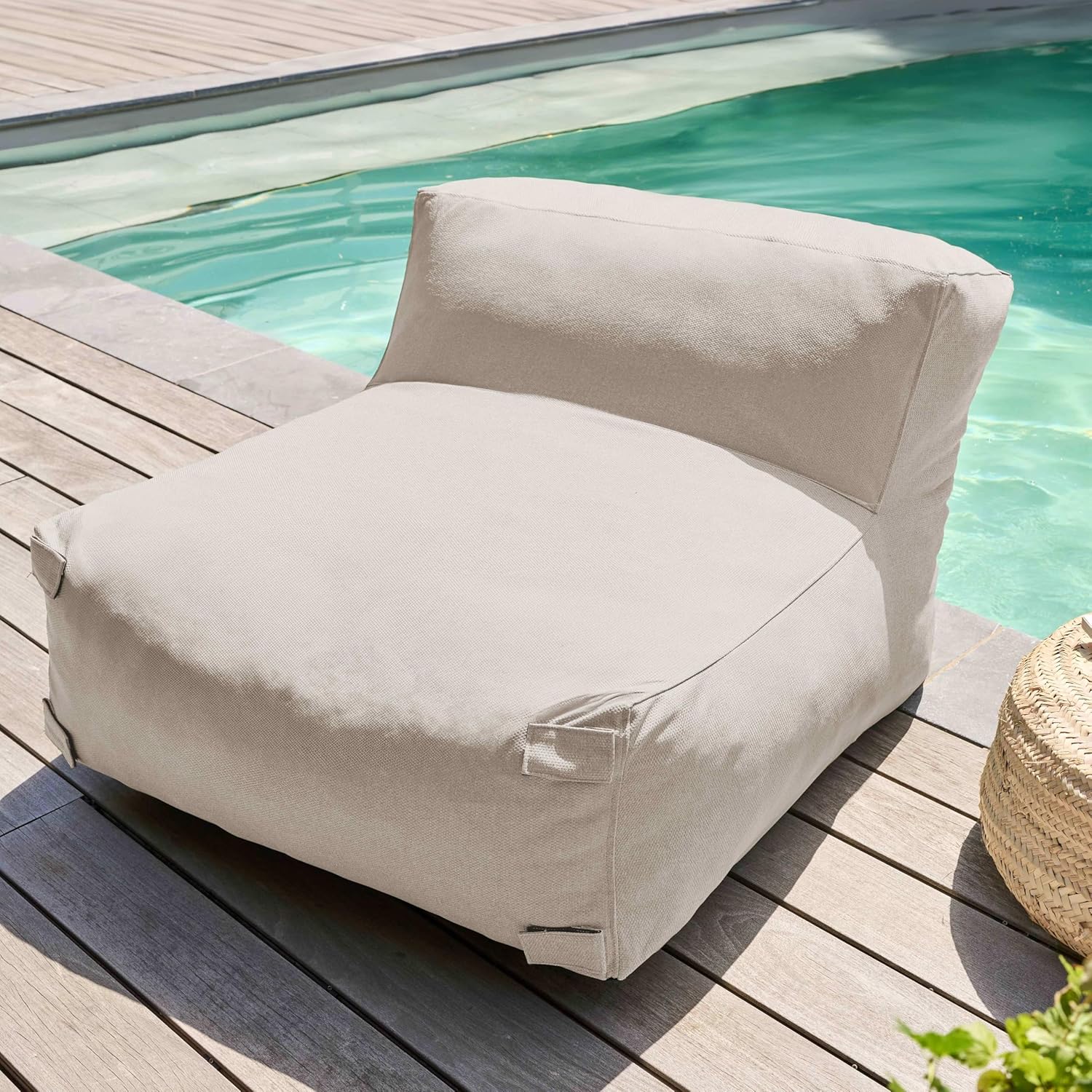 Oviala Gartenmöbel, modular, 2-Sitzer, mit Ottomane, Beige
