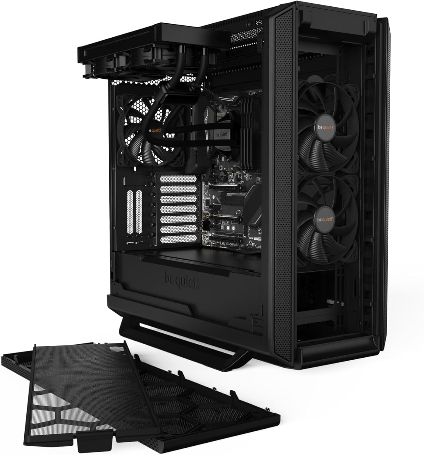 be quiet! Boîtier PC Silent Base 802 Black, 3 Ventilateurs Pure Wings 140 mm, 2 capots supérieurs et Avant interchangeables, Plateau de Carte mère découplé
