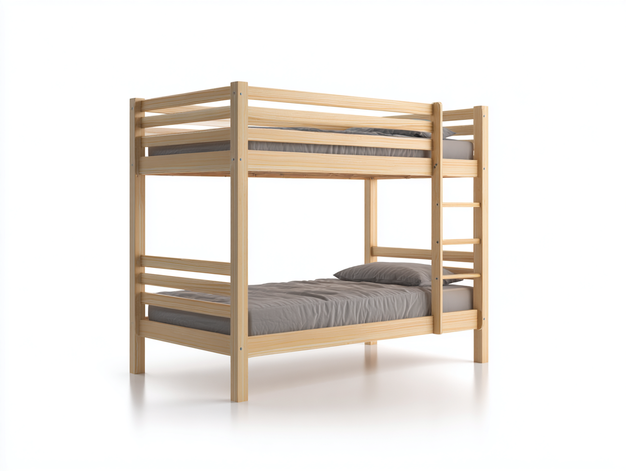 Etagenbetten-Massivholz-210 x 100 x 168 cm-Natur-Moderner Stil