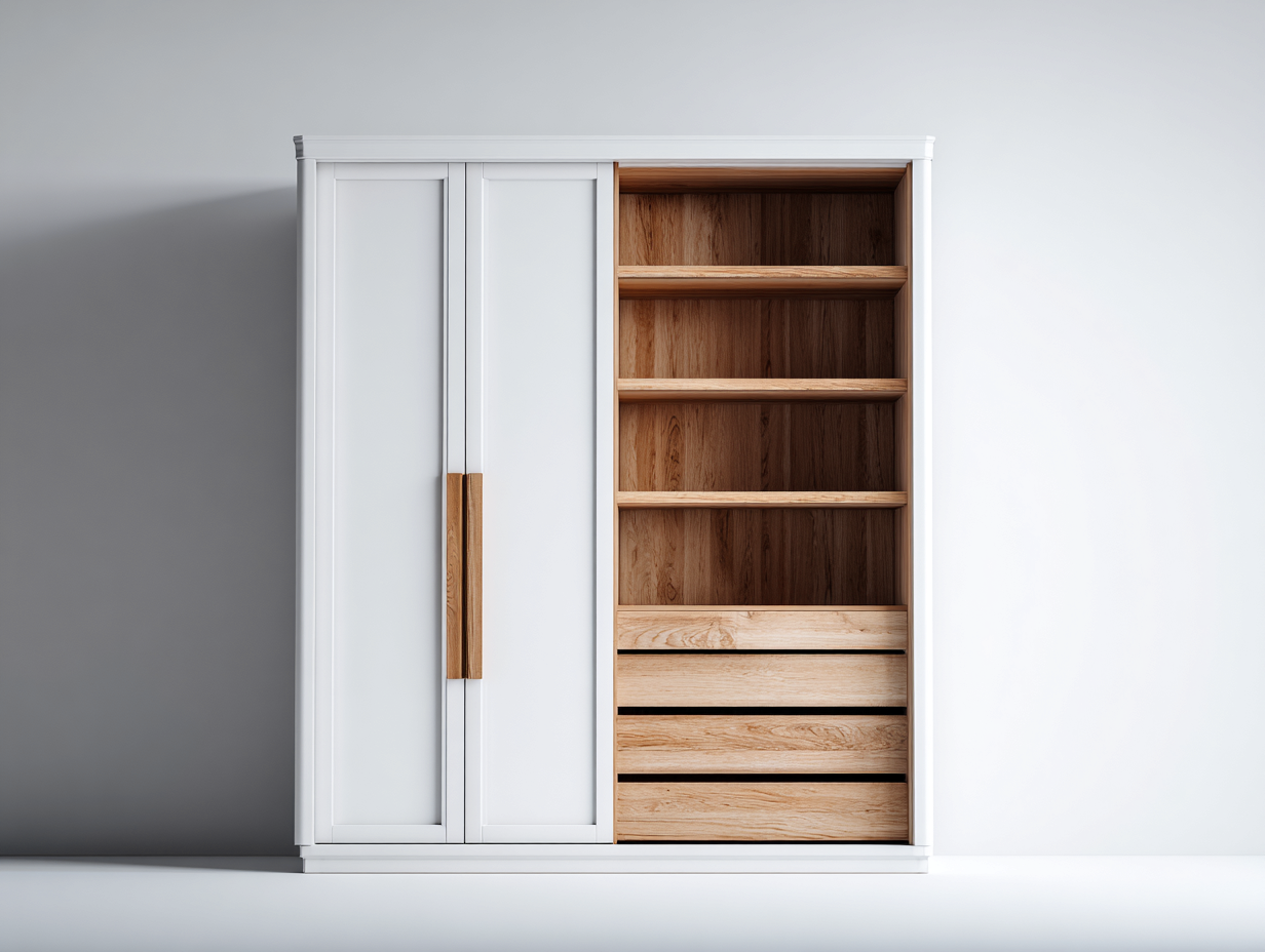 Kleiderschrank Holzwerkstoff 170x60x200 cm - Weiß - Eiche - modernes Design - für Schlafzimmer