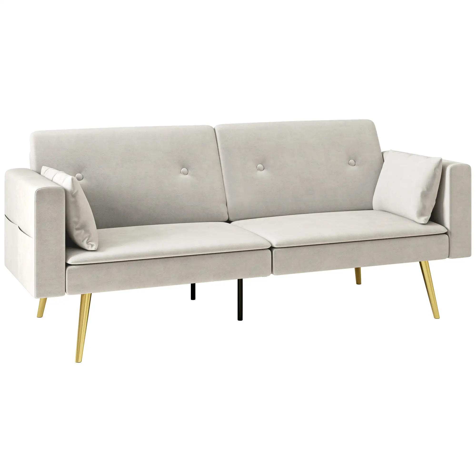 HOMCOM Schlafsofa 2-Sitzer mit 3-fach verstellbarer Rückenlehne, Seitentasche