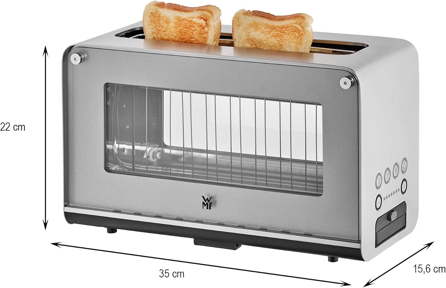 WMF Lono Toaster Glas mit Brötchenaufsatz, 2 Scheiben, XXL, motorisierte Toastaufnahme & Lono 2 in 1 Vario Wasserkocher, mit Temperatureinstellung, 1,4-1,7 l, 3000 W, Teekocher Glas mit Teesieb