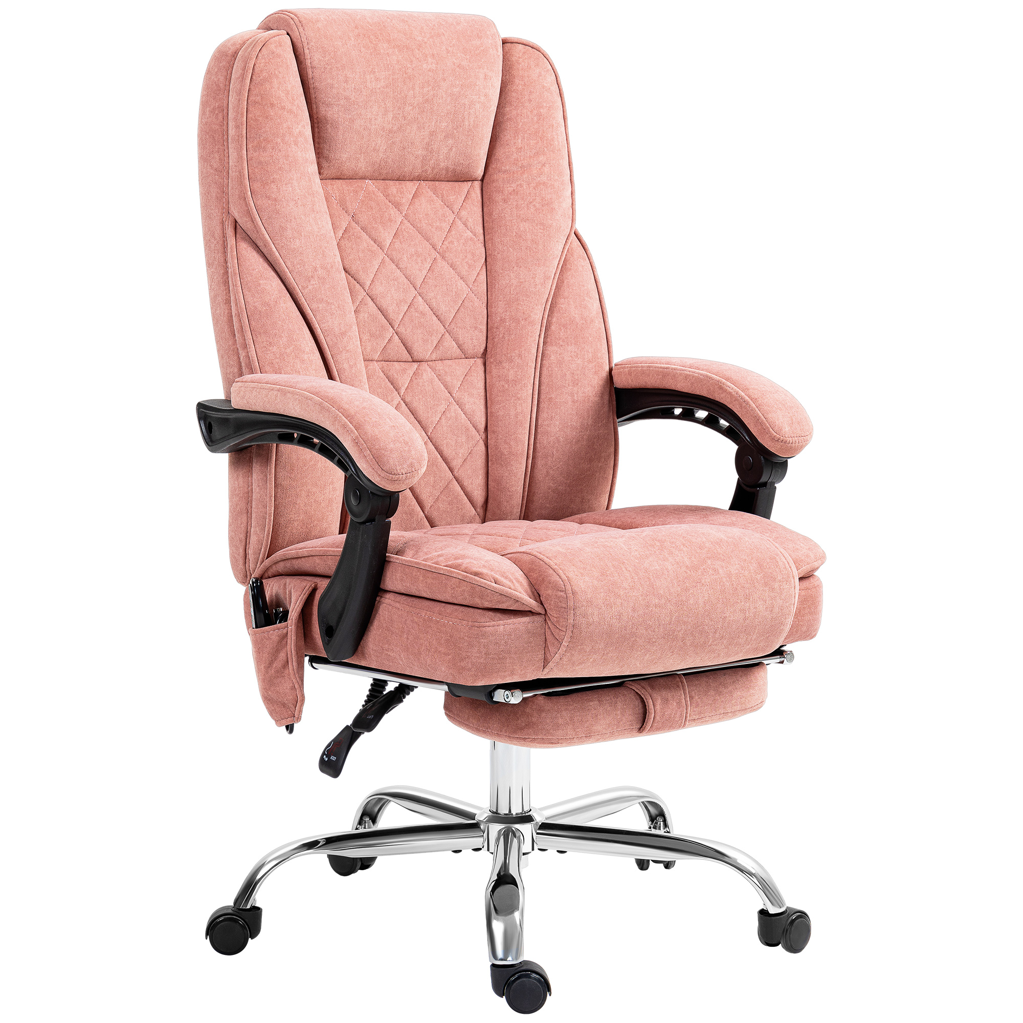 Vinsetto Ergonomische Bureaustoel met Massagefunctie, Voetensteun, Draaibaar, Rolbaar, Roze