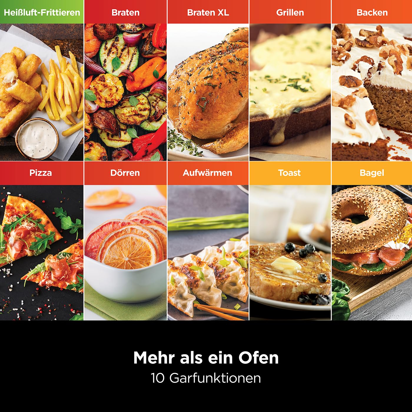 2025 Ninja Foodi 10-in-1 multifunctionele oven, draagbare mini-oven voor aanrecht, multifunctionele oven met 10 kookfuncties; Air Fry, Roosteren, Grillen, Bakken en meer, zilver/zwart DT200EU