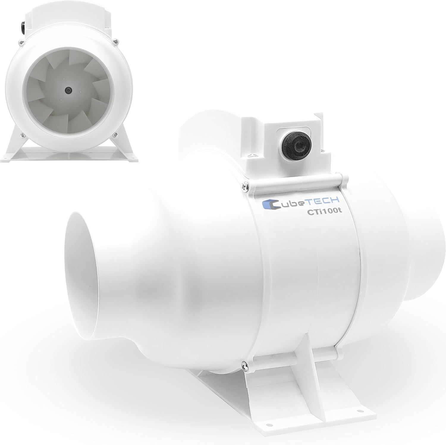 CubeTECH CTi100t 4-Inch Inline Bathroom Exhaust Fan with Timer, Dual-Speed