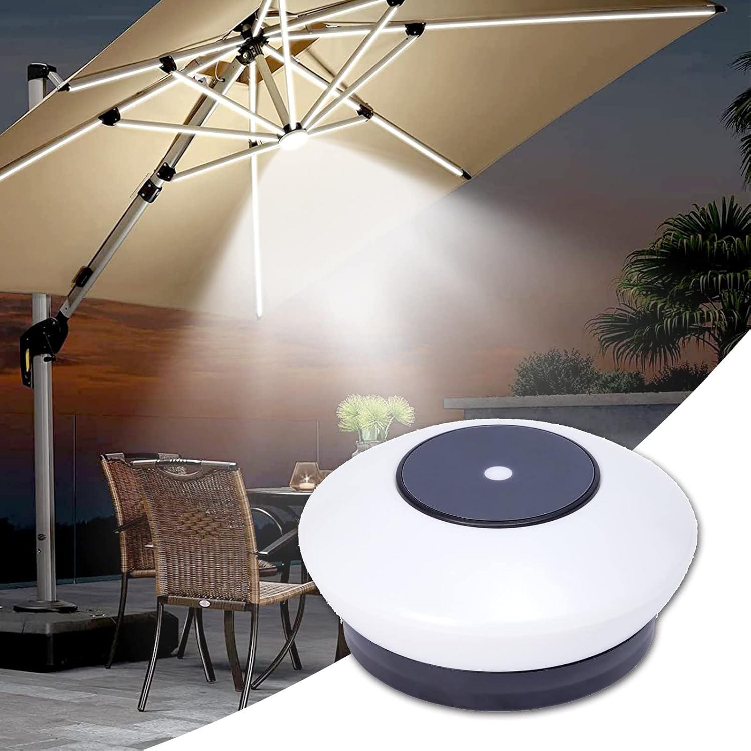 Wiederaufladbare LED-Sonnenschirm-Lampe, 8 wechselnde Farben, Outdoor-Stimmungslicht für Camping und Terrasse, perfekt als Dekoration mit Nationalflagge, tragbare und stilvolle Beleuchtungslösung