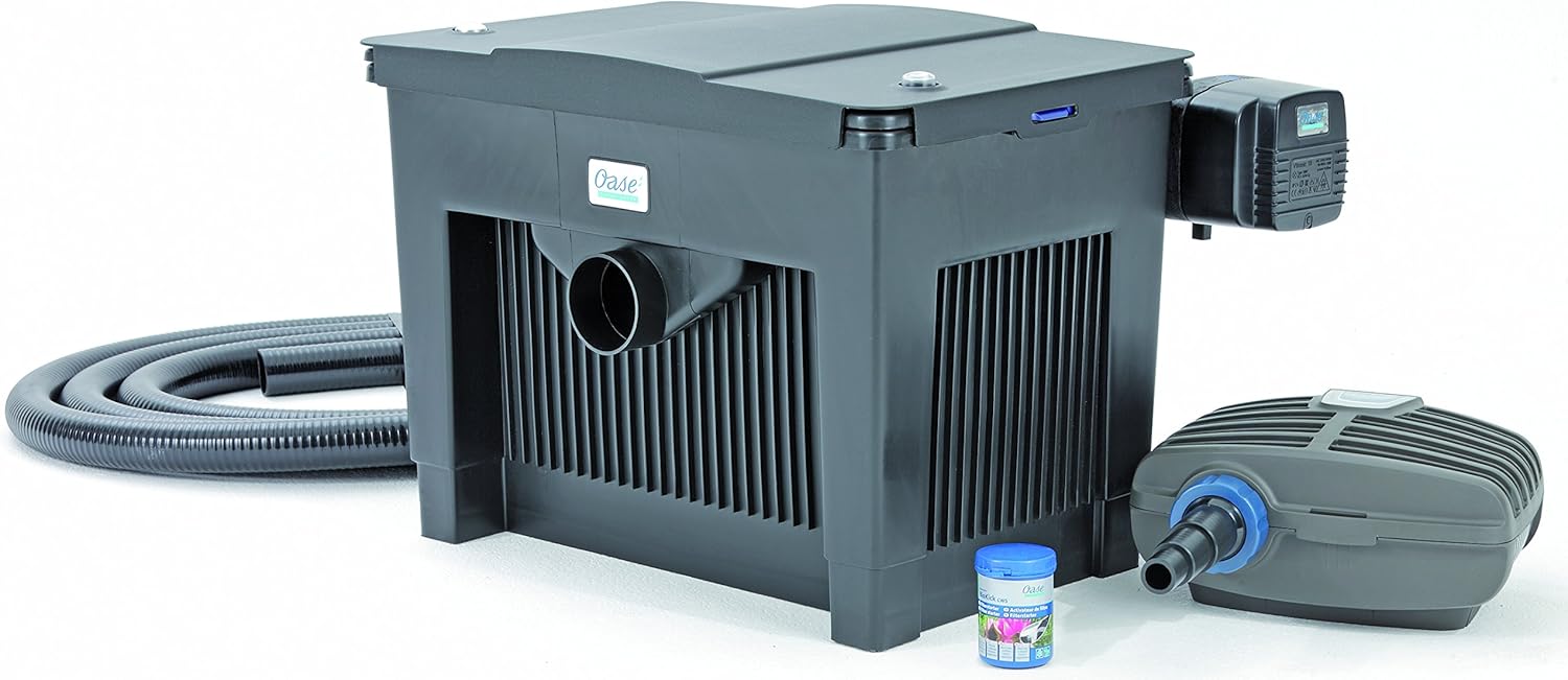 OASE 56789 Durchlauffilter BioSmart Set 36000 geeignet für Teiche bis 36 m³, Filtersystem, Filterkomplettset inkl Filtermaterial, Teichpumpe und UVC Klärer