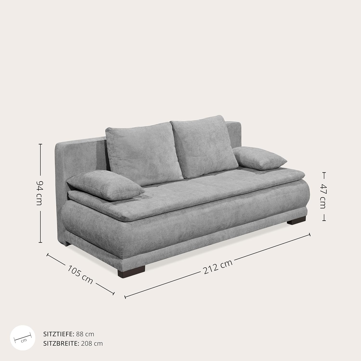 Liam Schlafsofa in grau – Modernes Design mit Bonell-Federkern, Bettkasten & Schlaffunktion für höchsten Komfort im Wohn- und Gästebereich