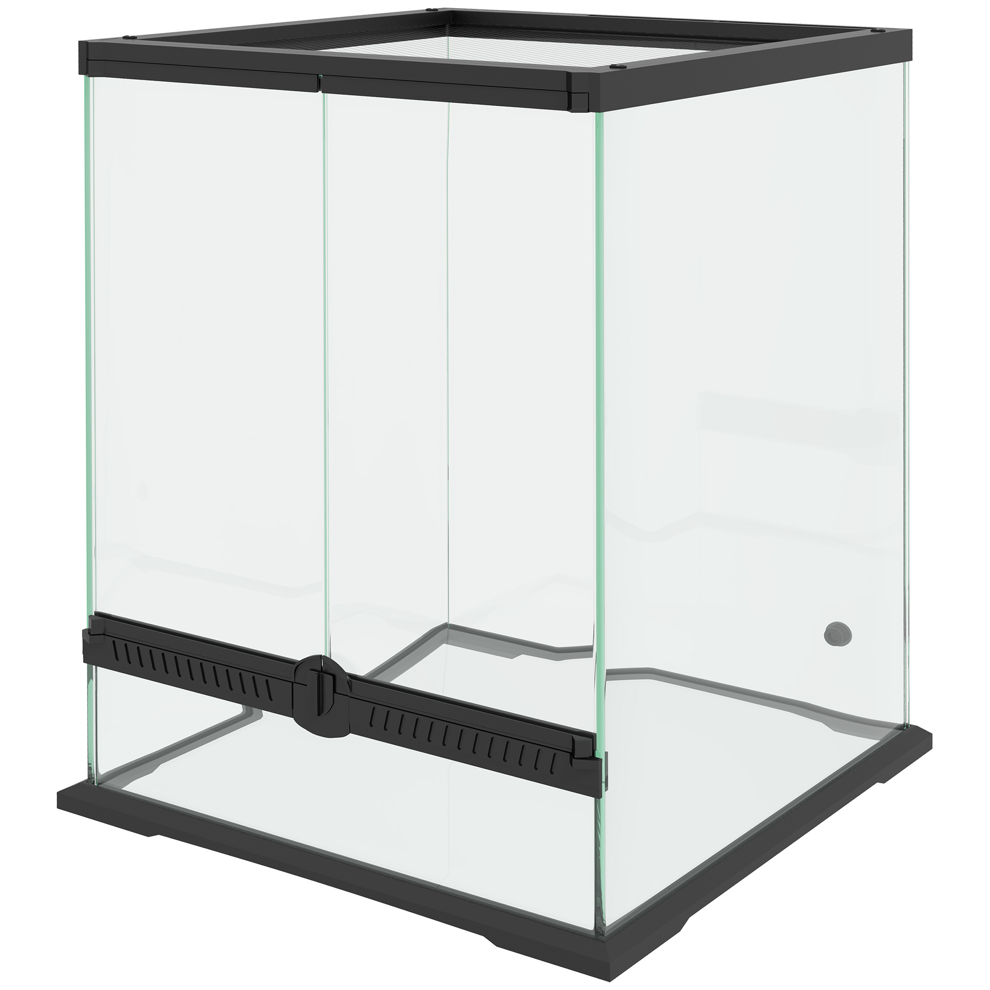 Afsluitbaar Terrarium, Glazen Behuizing, Kabelbeheer, 45x45x60cm, Zwart