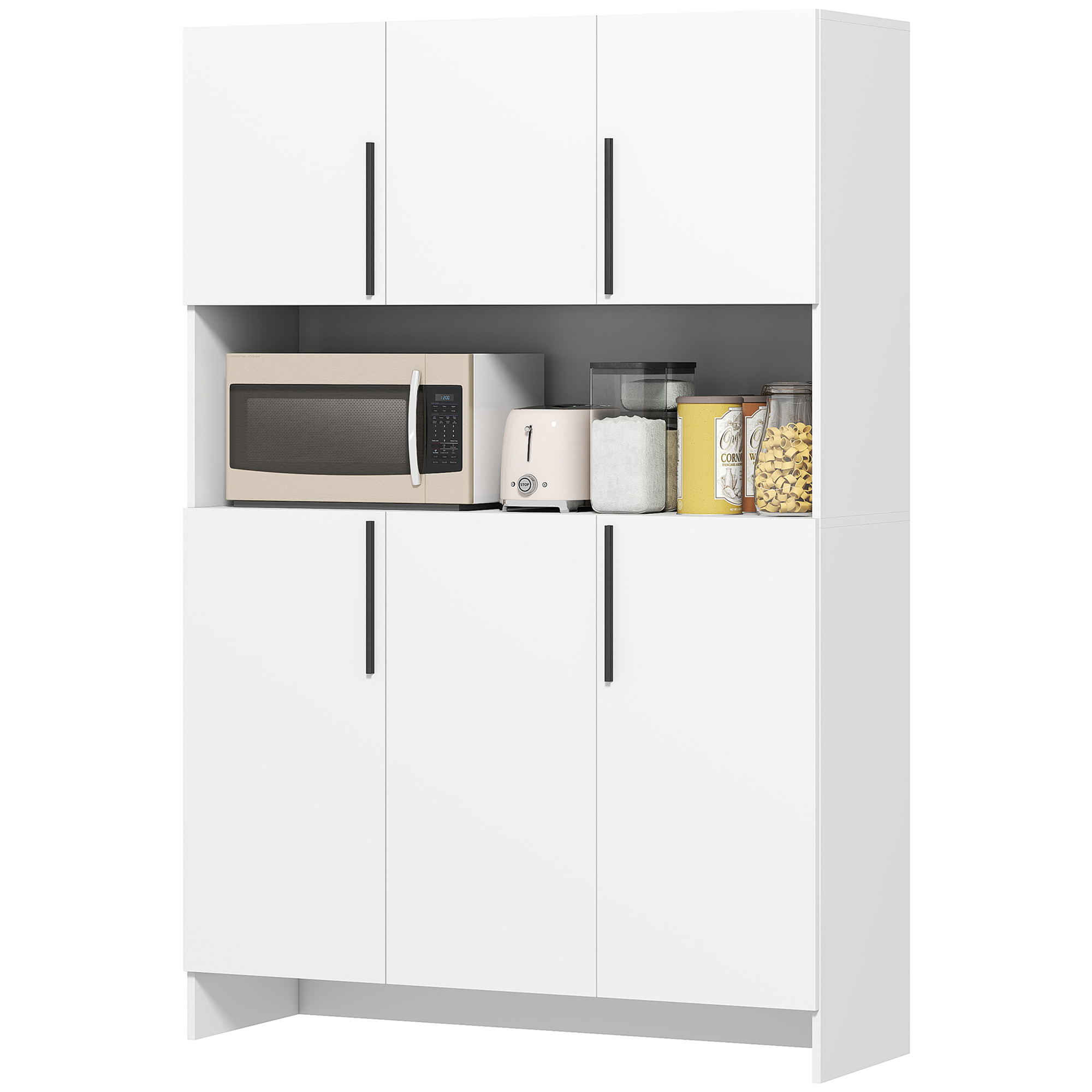Keukenkast, 4 Kasten, 6 Deuren, 12 Scharnieren, Werkblad, Spaanplaat, Wit