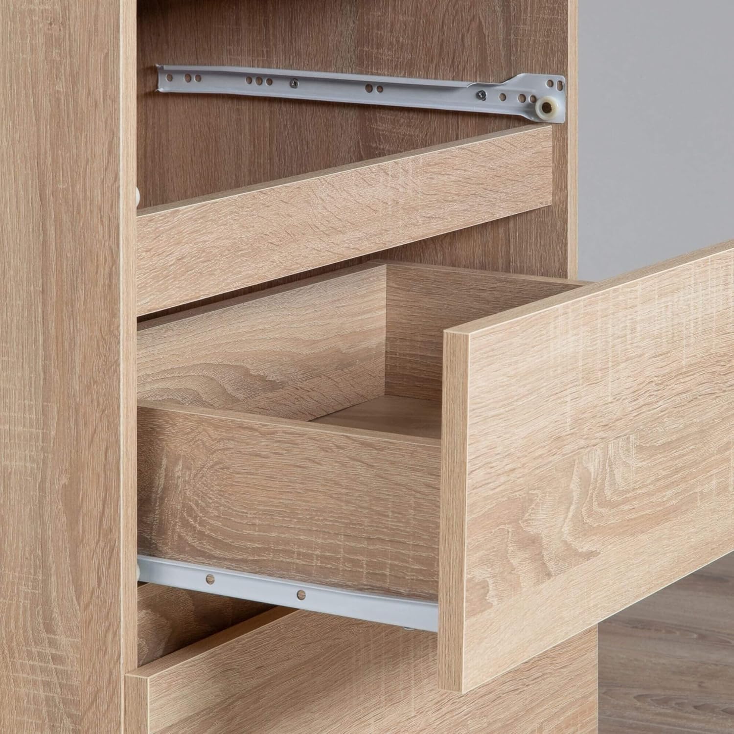 AKORD Kommode K 160 cm | 4 Schubladen und 2 Türen | für Wohnzimmer Schlafzimmer Schrank Wohnzimmer | Modernes Funktionelles Design | Schichtstoffplatte 16mm | Farbe Sonoma