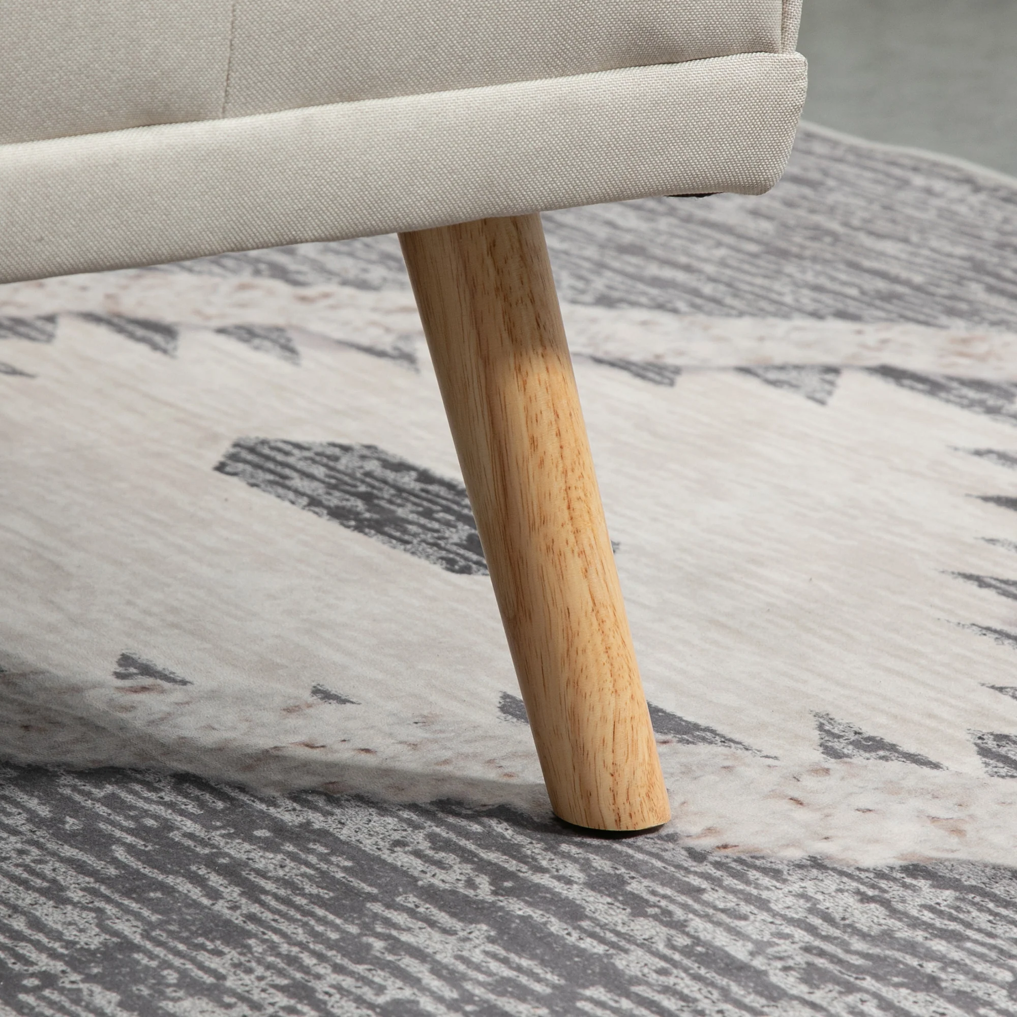 HOMCOM Slaapbank 3-zits, verstelbare rugleuning met inklaptafel, twee armkussens, linnenlook, beige, 181 x 77 x 78 cm