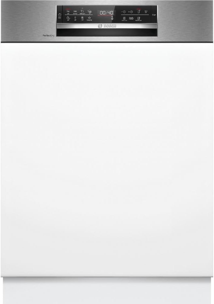 Bosch SMU4ETS08E, Serie 4, Smarter Unterbau-Geschirrspüler 60 cm, Besteckkorb, Spülmaschine mit Programmassistent, besonders Leise, höhenverstellbarer Oberkorb, Automatische Türöffnung, Edelstahl