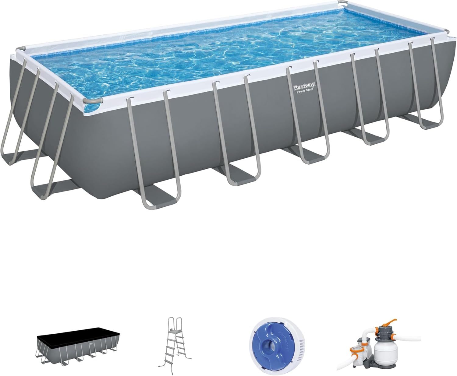 Bestway Power Steel Rectangular Pool Set, 6.4m x 2.74m x 1.32m