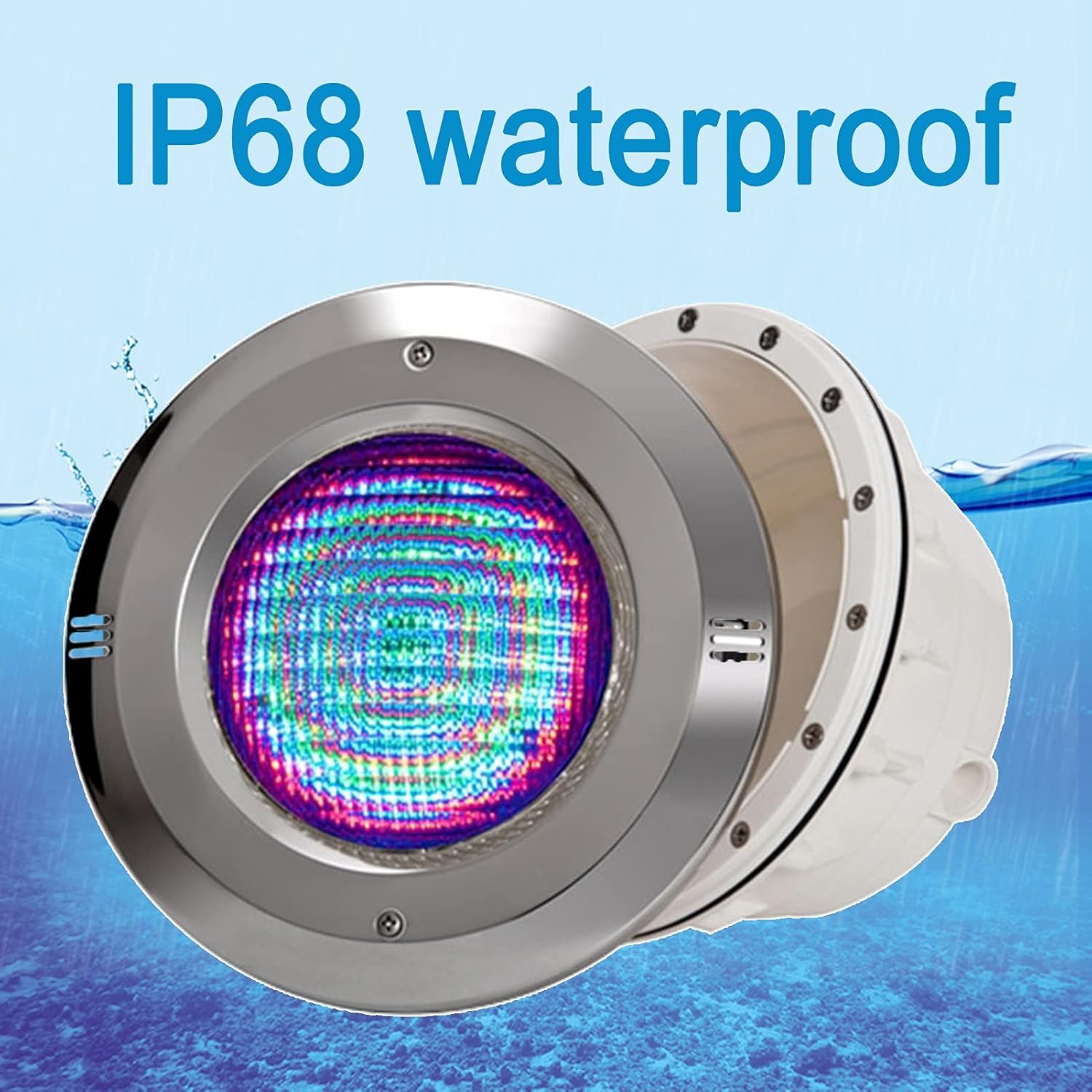 Led Poolscheinwerfer mit Nische PAR56 Edelstahlmaterial 12V AC IP68 Versenkte Unterwasserlampe für Schwimmbad mit Folientyp 100% Wasserdicht (Color : RGB+remote control, Size : 24W)