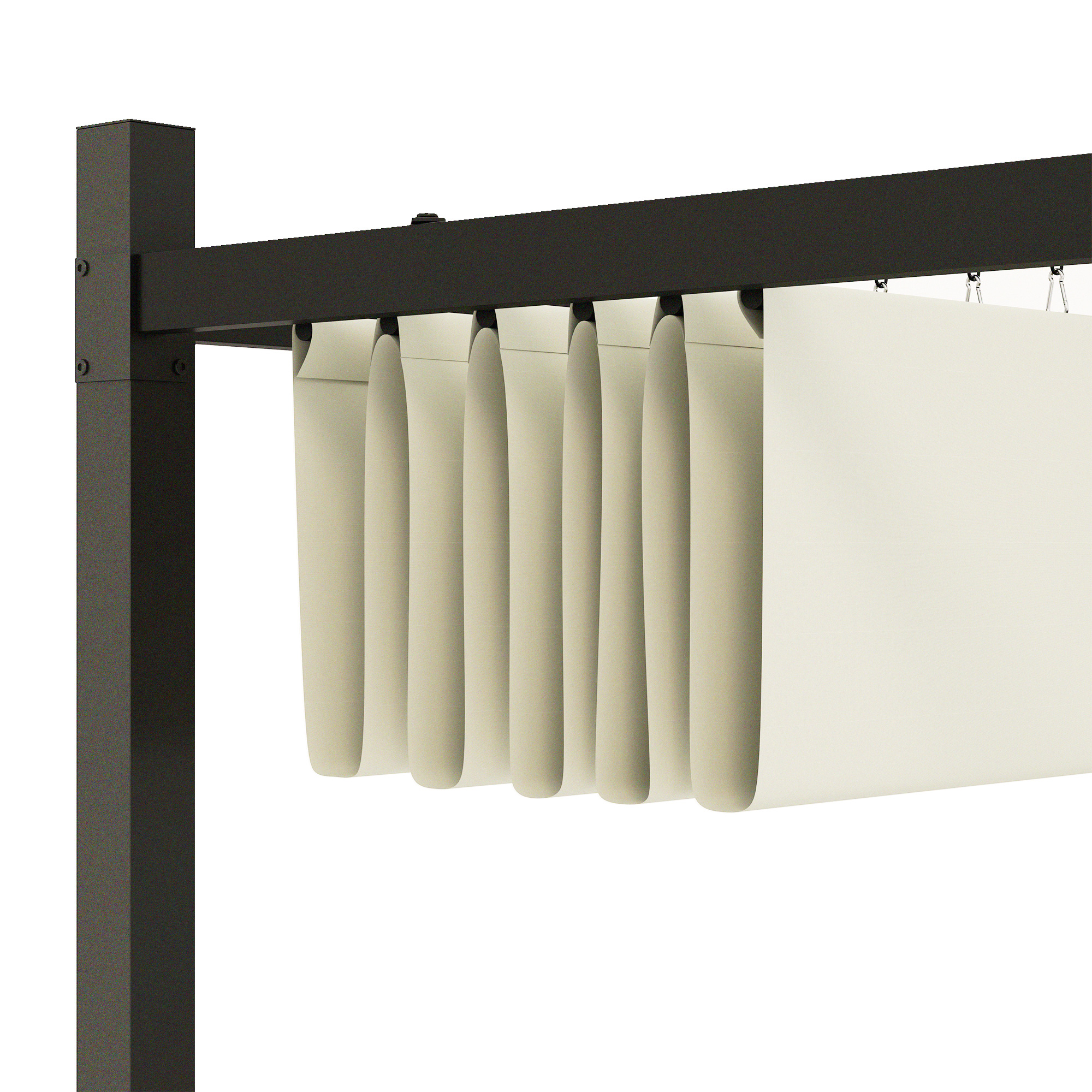 Outsunny Tuin Pergola, 3 x 3 m, Uitschuifbaar Dak en Magneetpad, Buiten Luifel, Tuinpaviljoen, UPF30+, Metaal, Cr��mewit