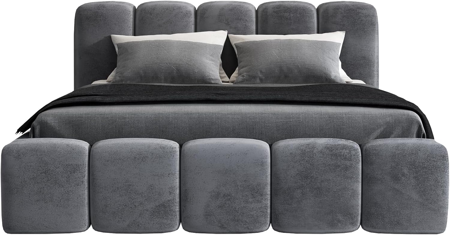 A&J MöbelLand Polsterbett 180x200 mit Bettkasten und Lattenrost – Sonic, Bett mit Matratze und Stauraum in Dunkelgrau