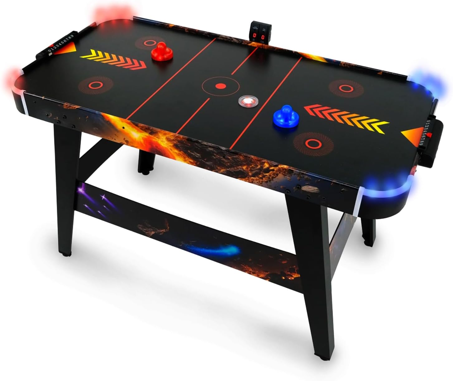 LED-Airhockey Spieltisch von FASports, Air Hockey Kinder/Jugendliche ab 8 Jahren, Airhockey Spieltisch mit Luft inkl. leuchtende Pusher und Pucks