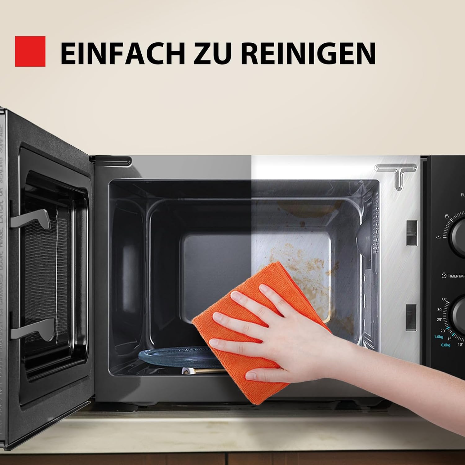 Toshiba MW2-MM20PF(BK) Freistehend Mikrowelle/Solo-Mikrowelle / 20L / 800W / 5 Leistungsstufen mit praktischer Auftaufunktion/LED-Beleuchtung im Innenraum/Schwarz
