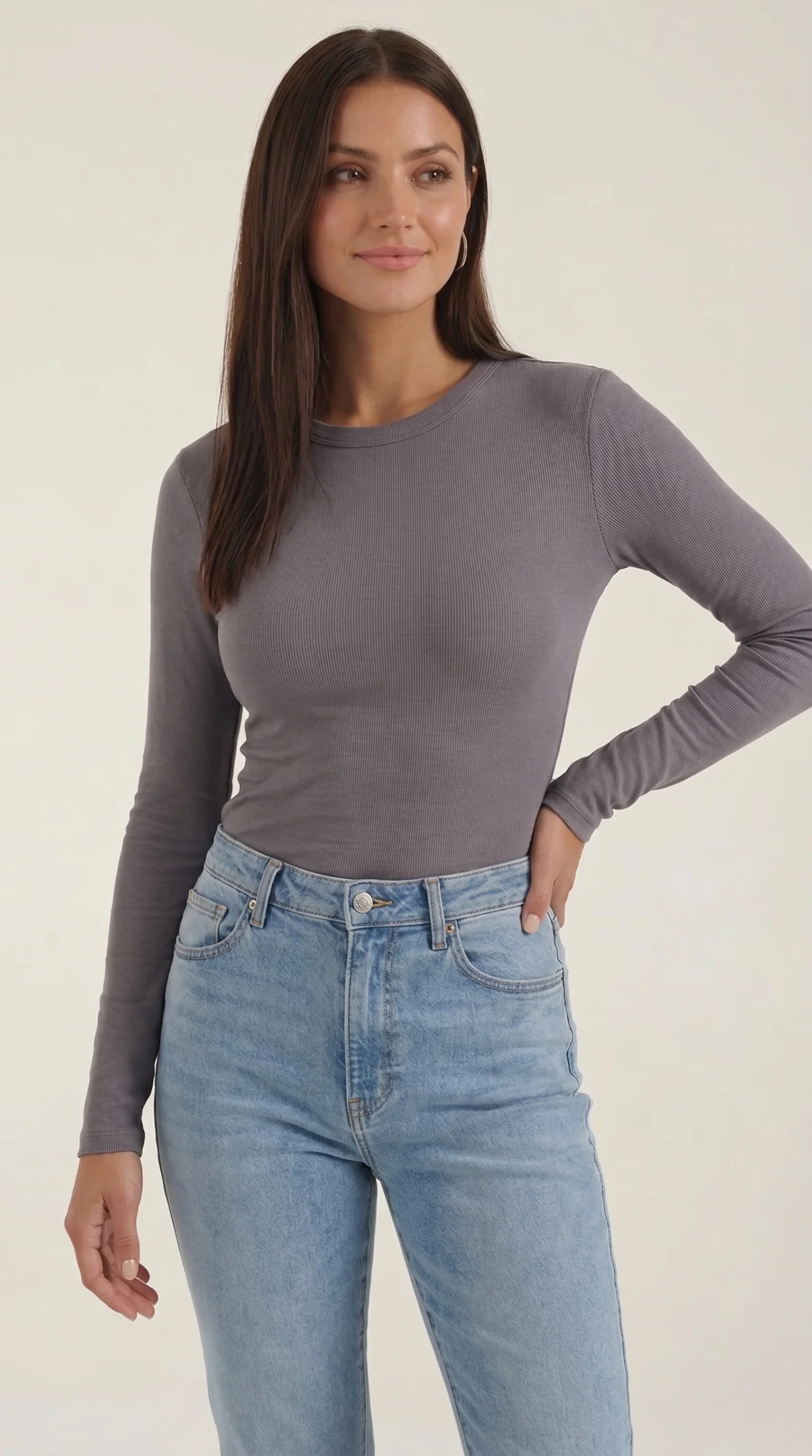 Langarmshirt mit gerippter Struktur