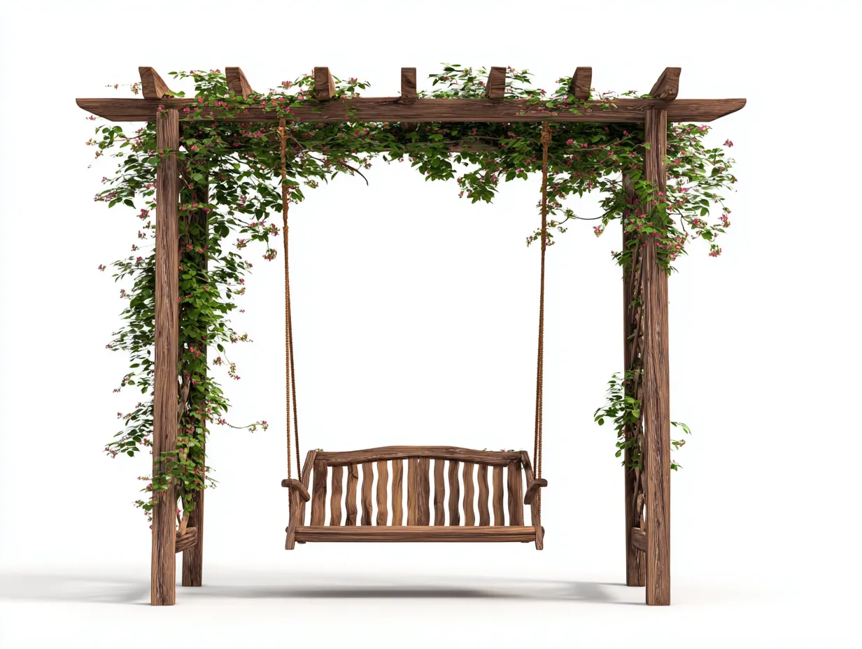 Gartenschaukeln - Holz-Metall - 248x138x224 cm - Braun - Naturstil