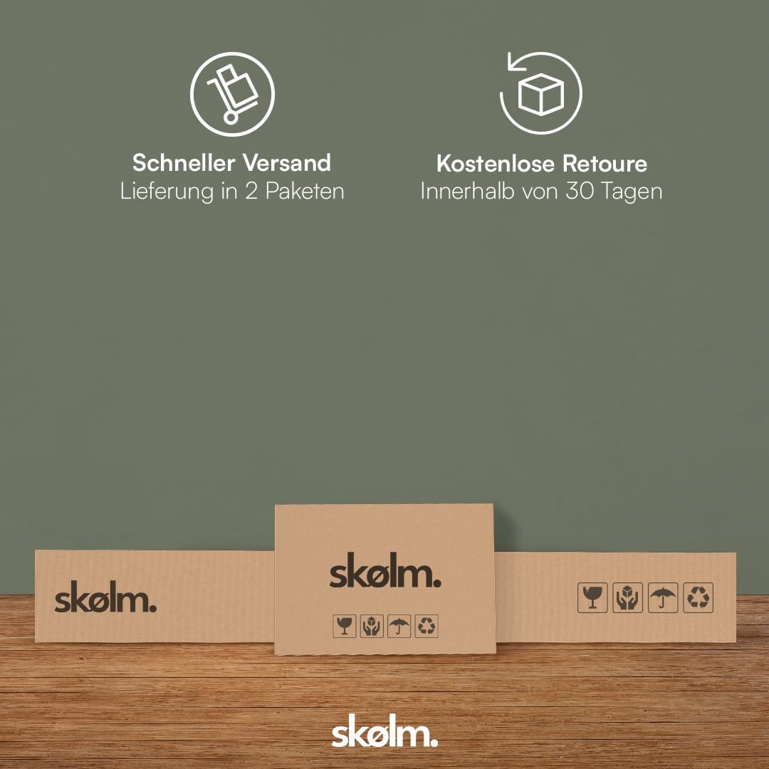 skølm Floki Massivholzbett 160x200 cm aus Eiche - hochwertiges Bettgestell - Bettrahmen mit Bettkopf - Holzbett in Natur geölt - Bett 160x200 cm geeignet als Doppelbett - Futonbett