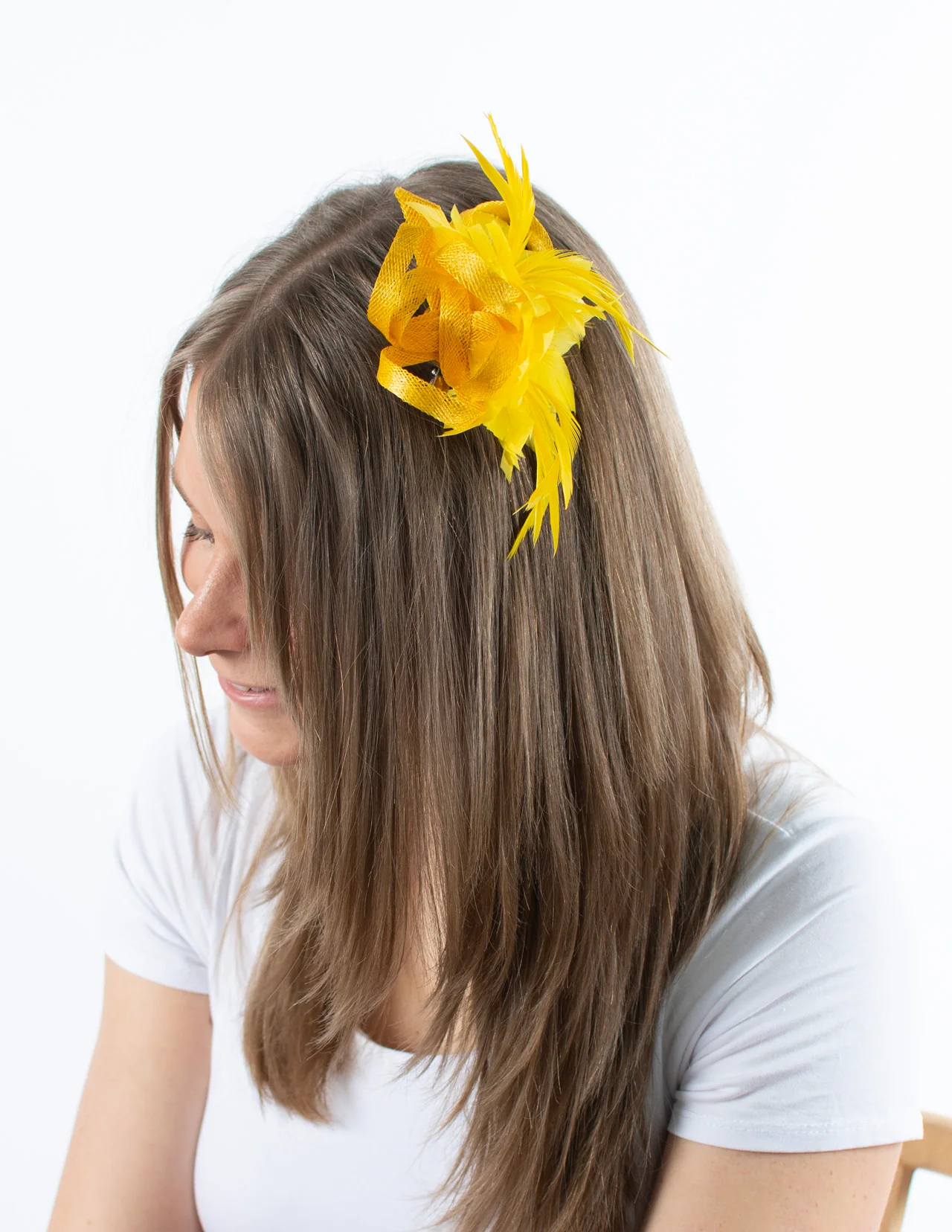 Fascinator | Small Feather Brooch | Yellow