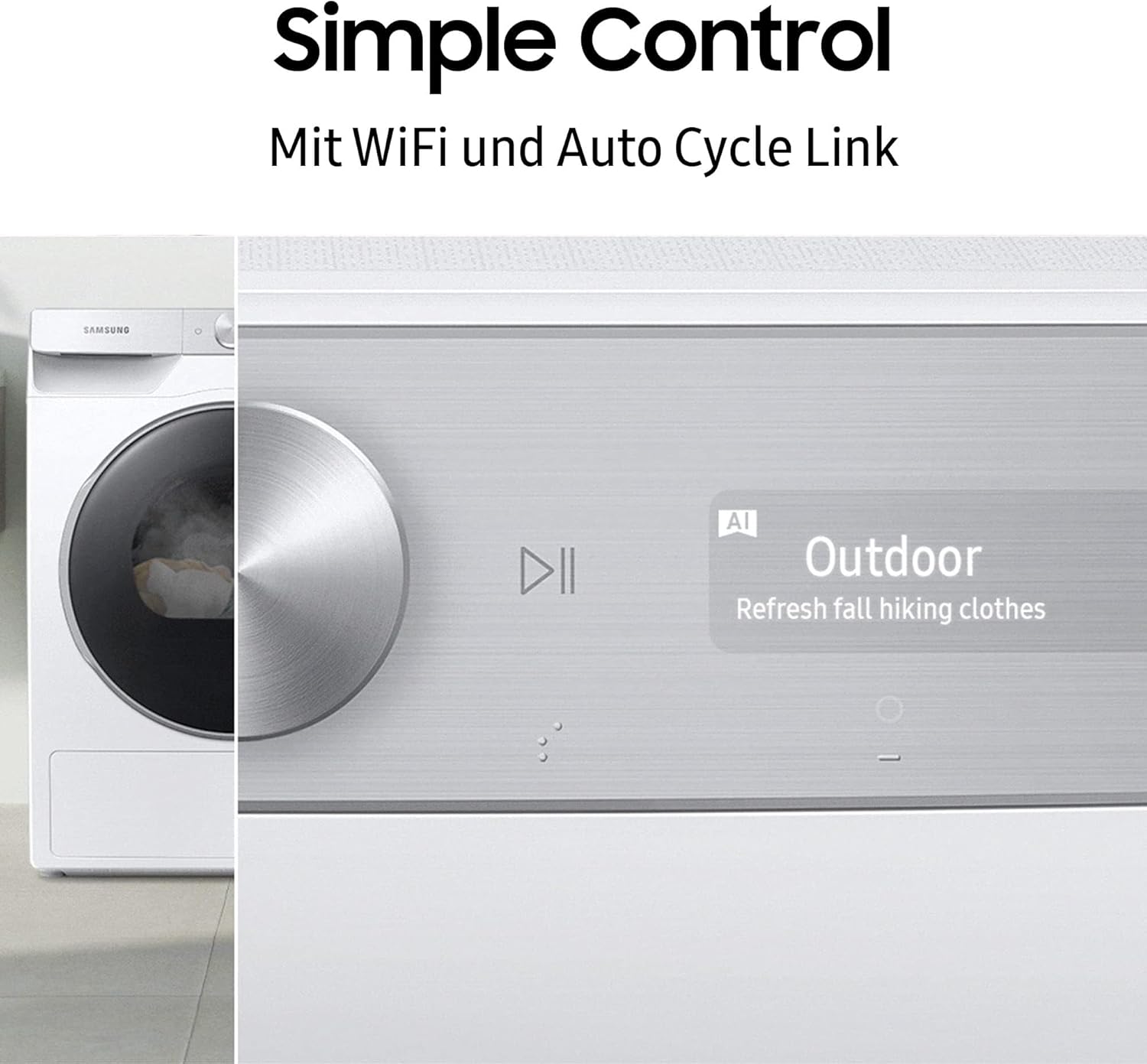 Samsung DV80T6220LX/S2 Wärmepumpentrockner, 8 kg, Simple Control mit WiFi und Auto Cycle Link, Hygiene+ Programm, Air Wash, Inox