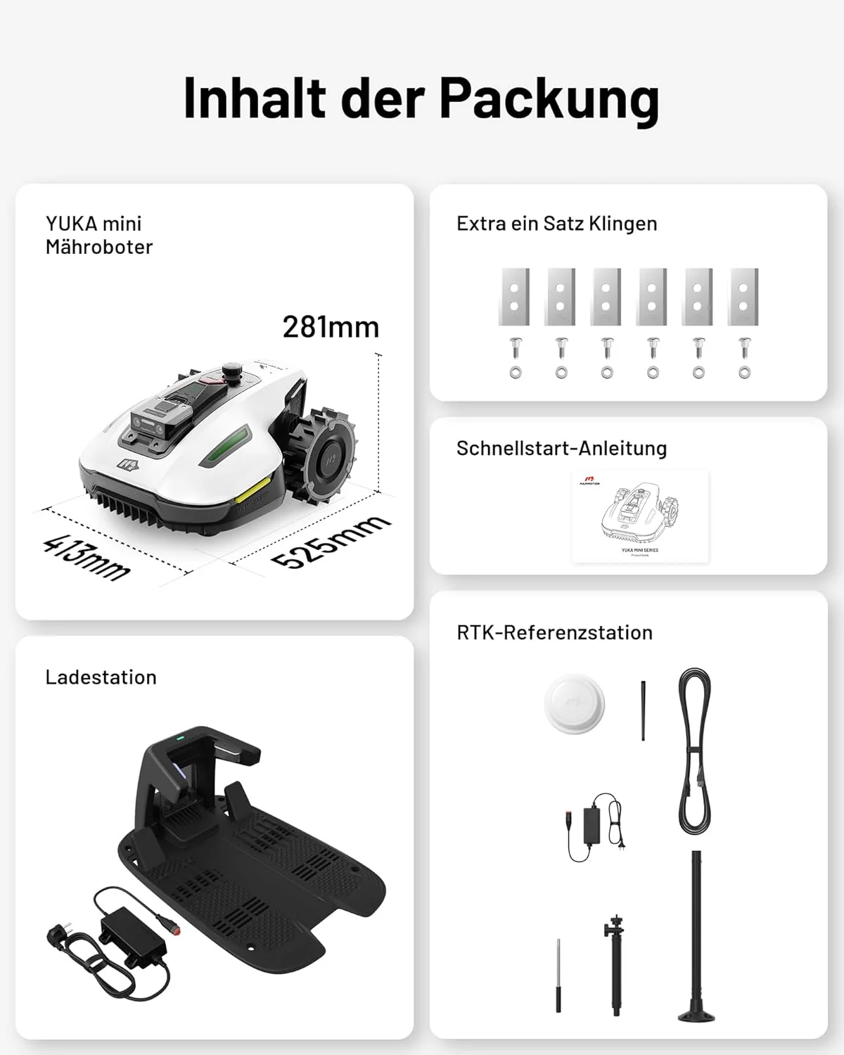 MAMMOTION YUKA Mini 700 robotmaaier zonder begrenzingsdraad, NetRTK+Vision, geen RTK-antenne nodig, automatische kartering, aanbevolen 700m2, max. 1100m2, met 4G-module, 50% helling
