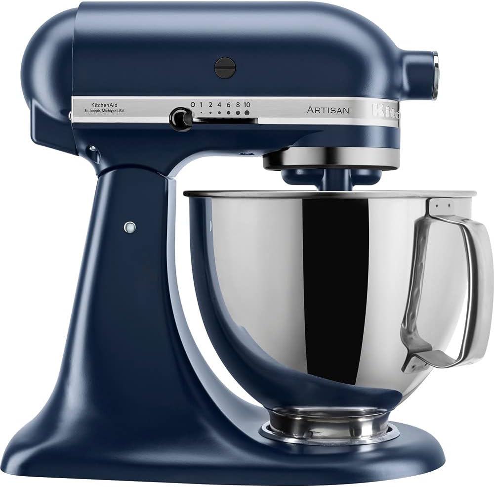 KitchenAid Küchenmaschine I Artisan I Kippbarem Food Processor I Teigknetmaschine mit 5 Zubehör | 2 Schüsseln aus Edelstahl | 4.8 L | Schwarz