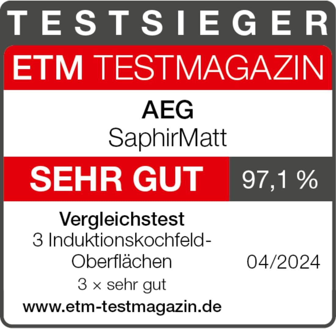 AEG Induktionskochfeld autark 80cm mit Dunstabzug / Made in Germany / 4 Flex-Kochzonen mit Bridge (Kombination 2er Zonen) / Auto-Funktion des Dunstabzugs / Aktivkohlefilter / COLI84COXB