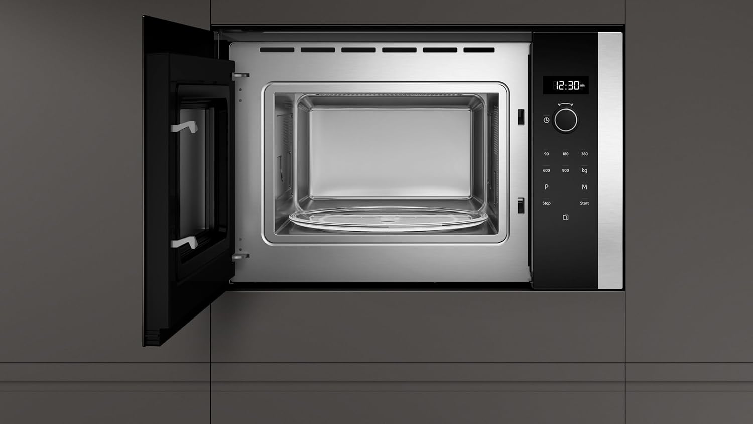 NEFF HLAWD53N0, N 50, Einbau-Mikrowelle 38,2 x 59,4 cm (H x B) , 25 l , Edelstahl , Auftaufunktion , Garfunktion , 7 Automatikprogramme, Schwarz