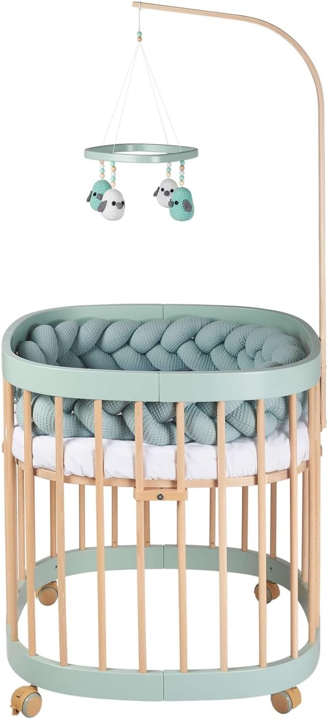 tweeto® Babybett 7 in 1 – mitwachsendes Babybett aus Holz | höhenverstellbares Beistellbett & Gitterbett | umbaubar zu Kinderbett & Laufstall (Buche Natur)