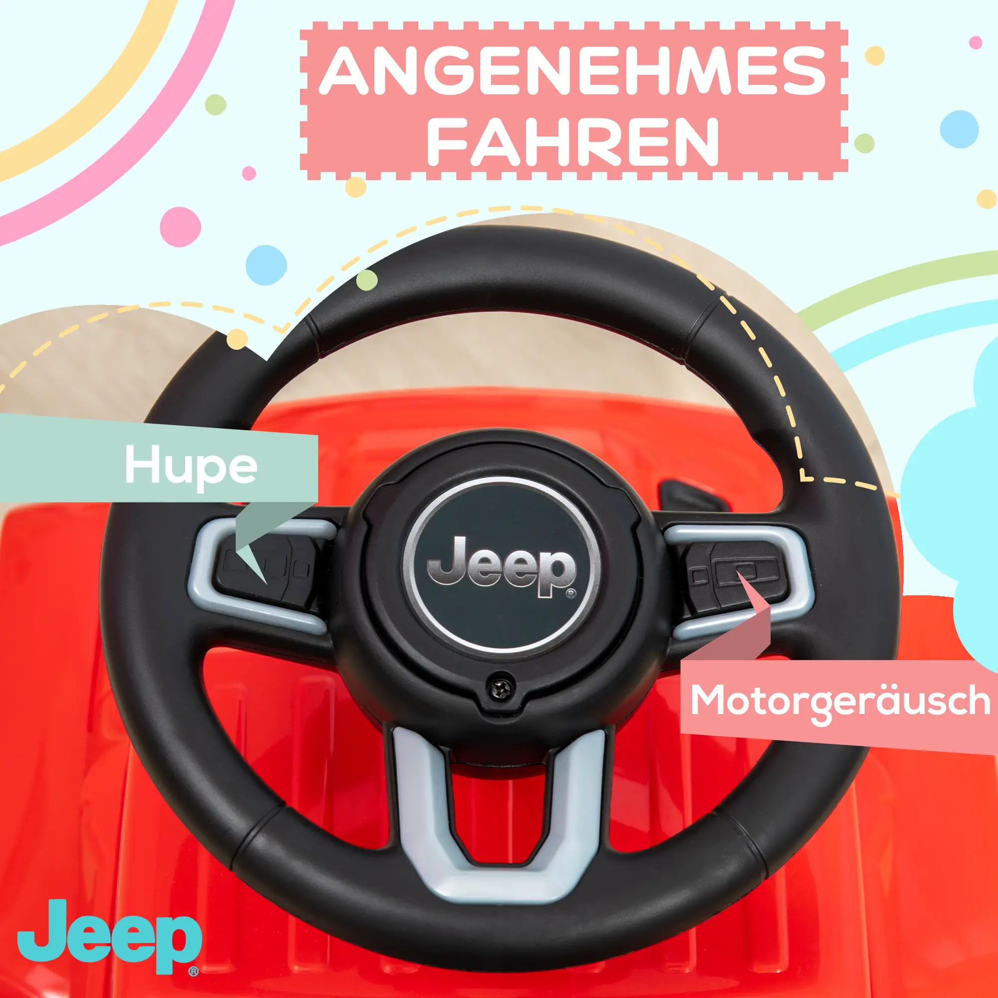 AIYAPLAY Loopauto Kinderrijtuig met Opbergruimte & Kantelbeveiliging Rood