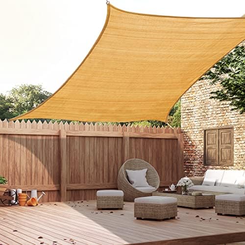 Quictent Sun Shade Sail for Patio. 185GSM Heavy Duty Rectangular Outdoor Sunshades UV Block Outside Canopy Cover for Backyard White and Grey Multi 20x26ft