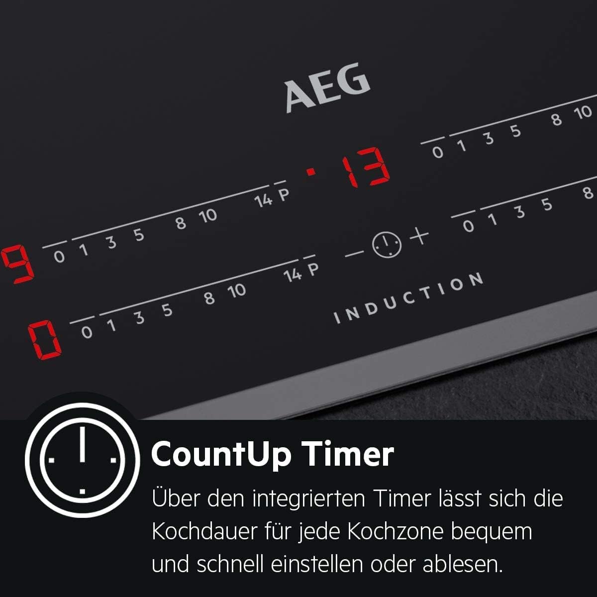 AEG Induktionskochfeld autark 80cm mit Dunstabzug / Made in Germany / 4 Flex-Kochzonen mit Bridge (Kombination 2er Zonen) / Auto-Funktion des Dunstabzugs / Aktivkohlefilter / COLI84COXB