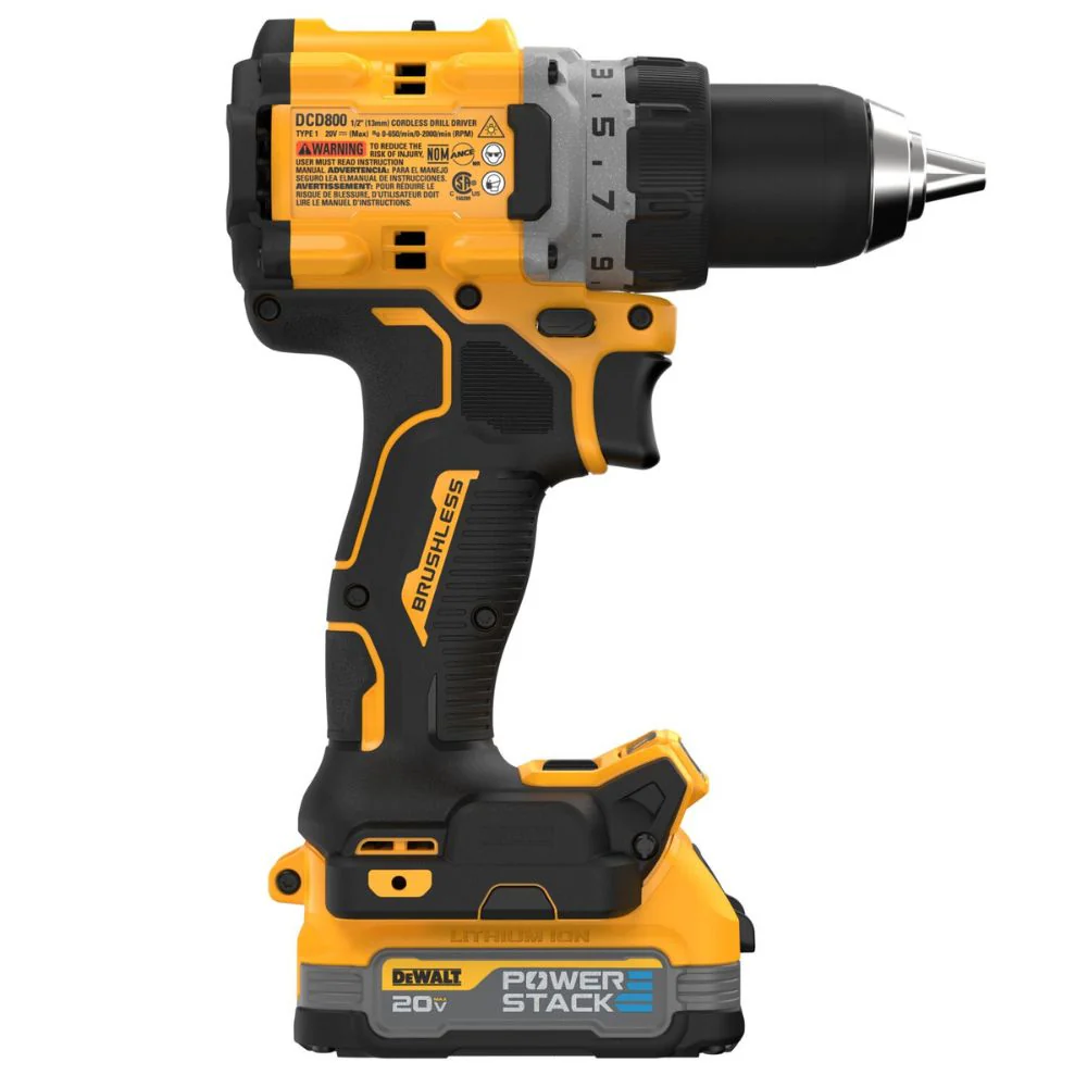 2025 DeWalt DCD800D1E1 20V MAX XR Draadloze Compacte Boor/Schroevendraaier met Borstelloze Motor en POWERSTACK Batterijen