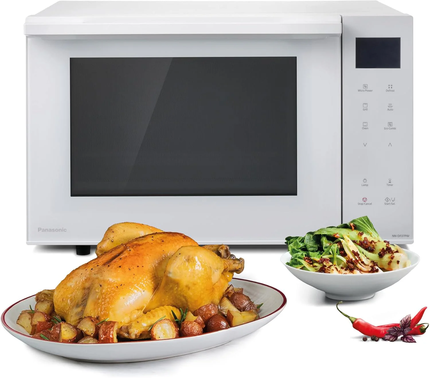 Panasonic NN-DF38PBEPG Combimagnetron & Grill, 1000 W, 23 l, Inverter-Tech, Eco Combi Modus, vlakke bodem, 16 automatische programma's & ontdooistanden, ge?mailleerde plaat, rooster, eenvoudig schoon te maken, zwart