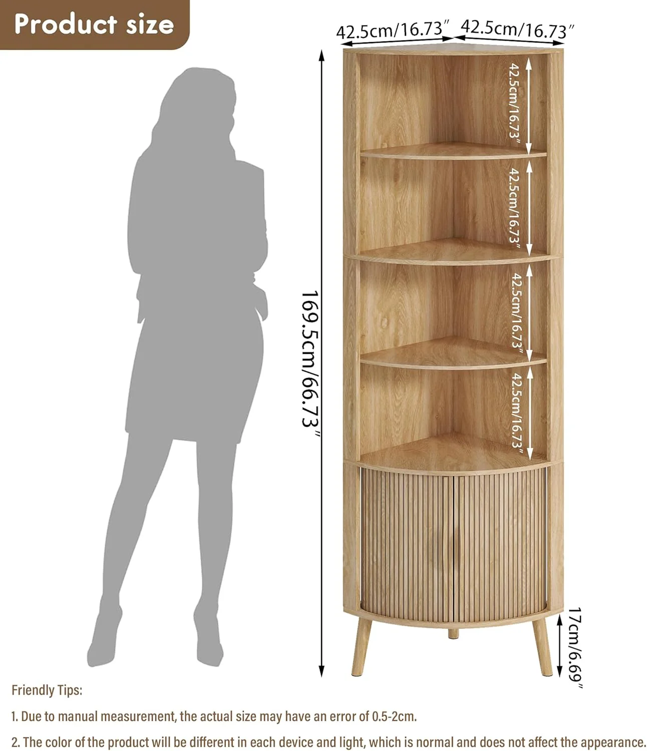 Corner Cabinet. 66.73'' Tall Modern Corner Bathroom Storage Cabinet