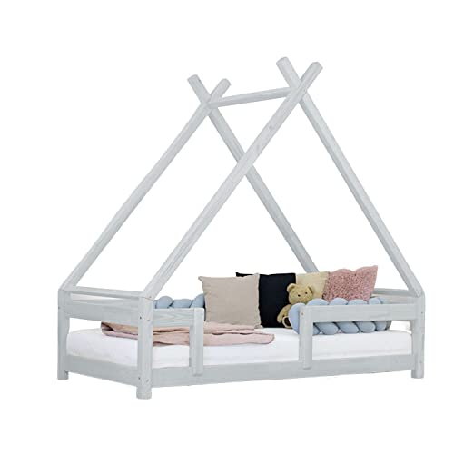 Benlemi Letto capanna per bambini TAHUKA 120 x 200 Grigio Chiaro : Casa e cucina