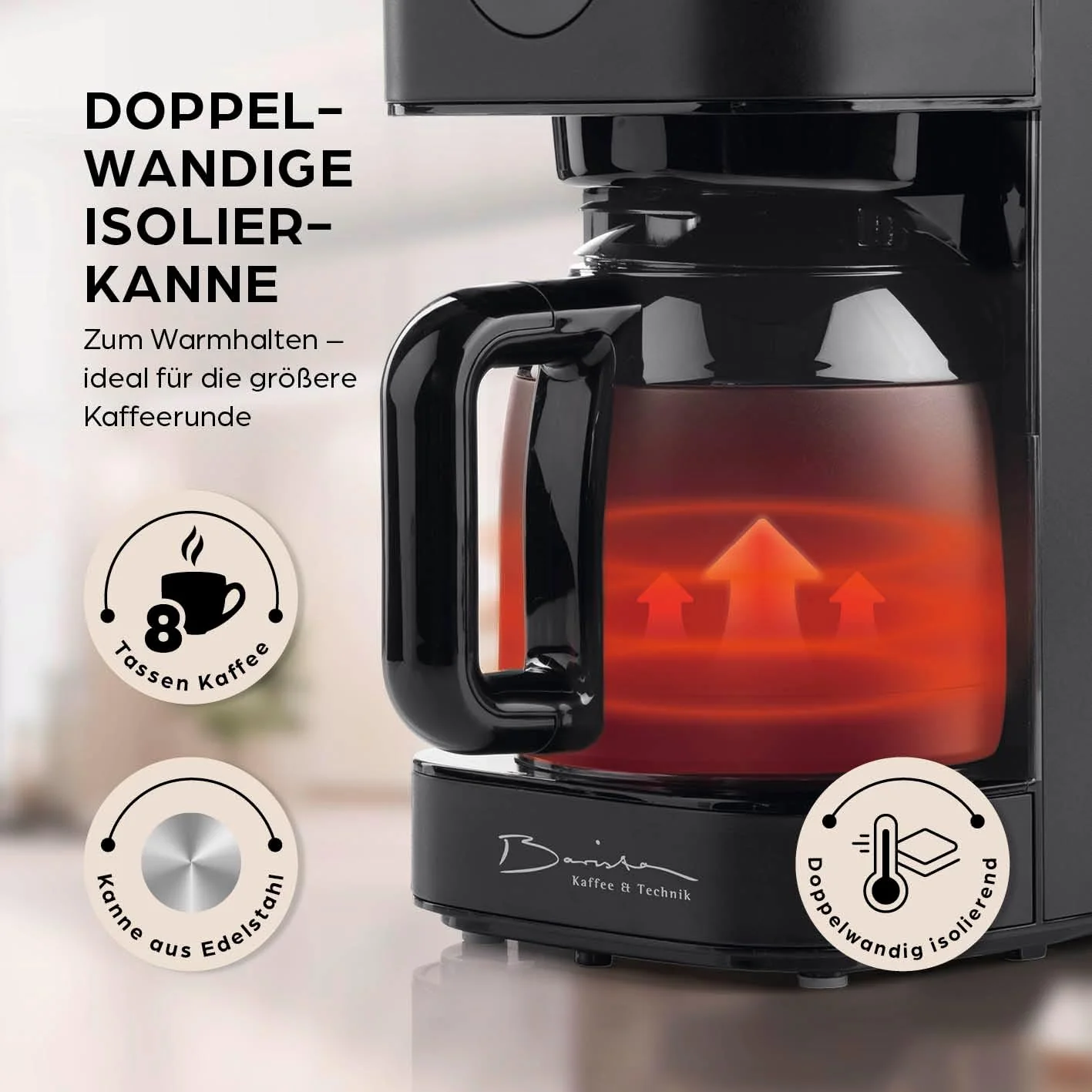 Barista filterkoffiezetapparaat met verstelbare molen & thermoskan | Warmhoudfunctie, 24-uurs timer & permanent filter | Voor 10 koppen koffie | Koffiezetapparaat voor bonen & poeder [roestvrij staal]